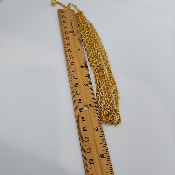 Vintage Matted Goldtone 4 Strand Necklace w/ hook clasp. - Picture 8 of 9